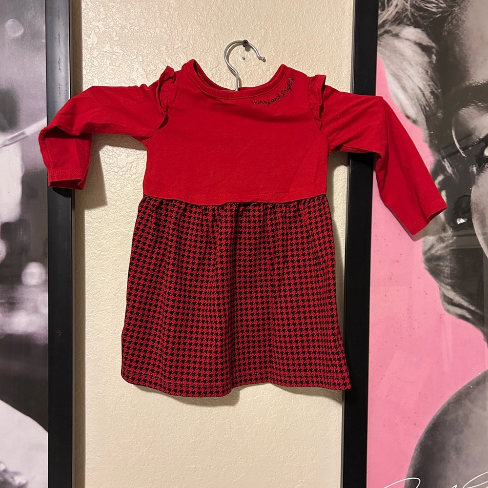 Carter's Red Dress with Houndstooth Skirt
